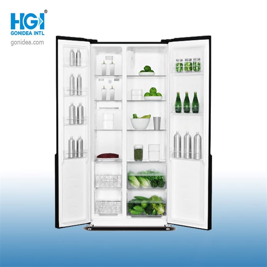 Large Glass Door French Side By Side Refrigerator No Free