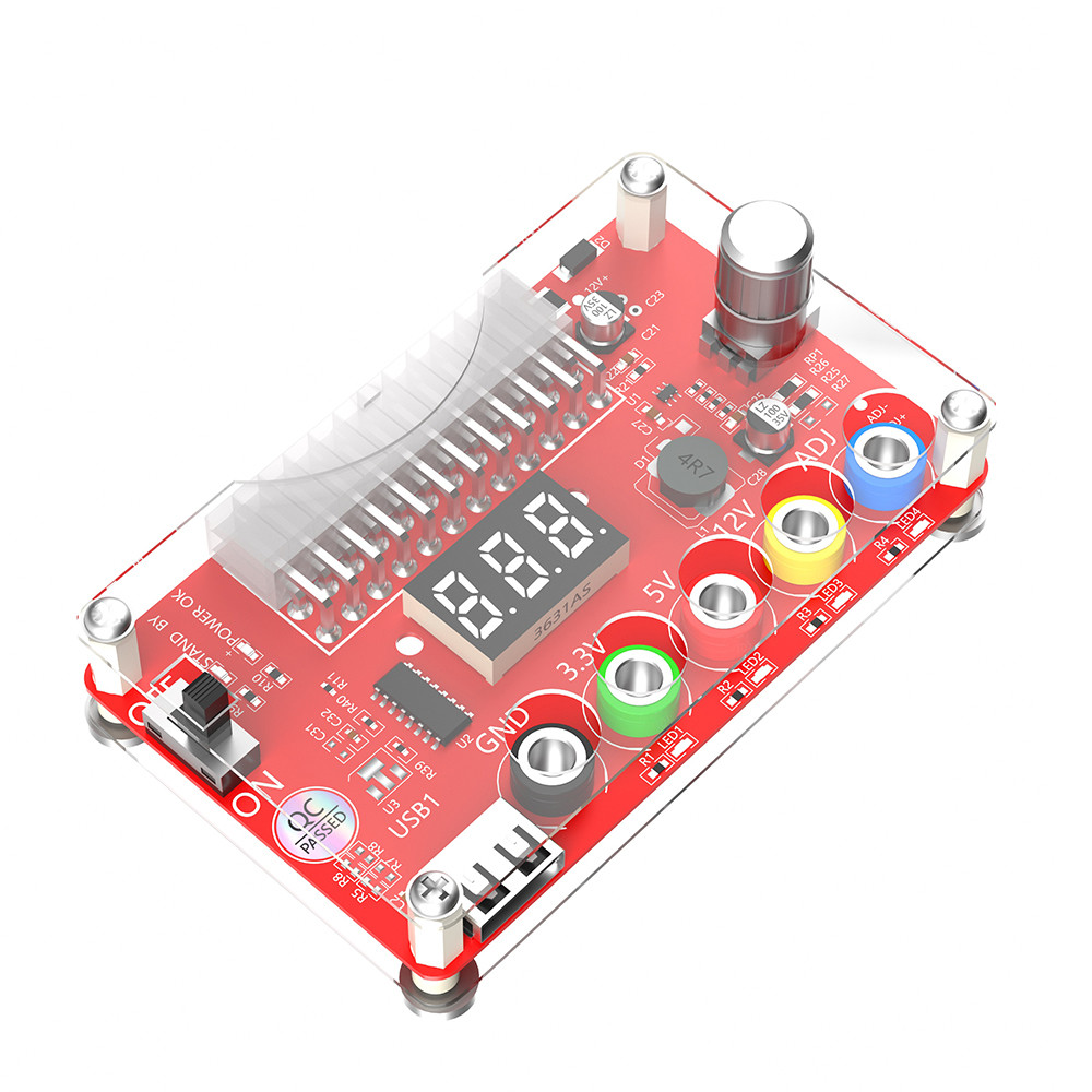 ATX Power Supply Breakout Board and Acrylic Case Kit Set for Easy Installation