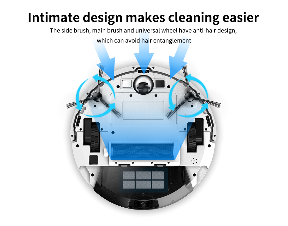 Low Noise Smart Robot Floor Mop Cleaner Camera With Vslam Mapping Function