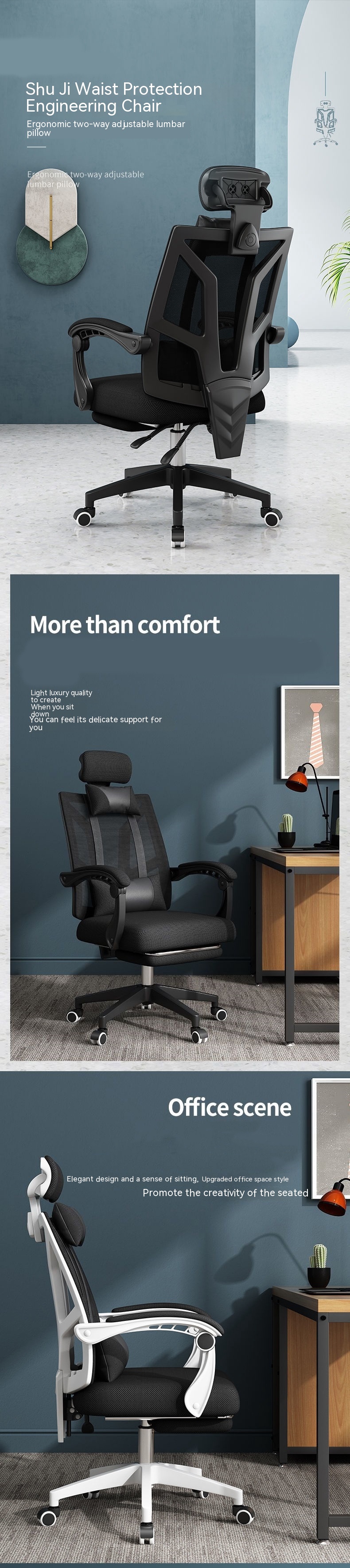 High Back Mesh Office Chair for Home Office Gaming and Study Swivel Reclining PC Chair