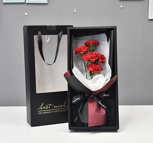 Custom Gold Stamping Logo Flowers Display Gift Box with PVC Window and Ribbon Handle