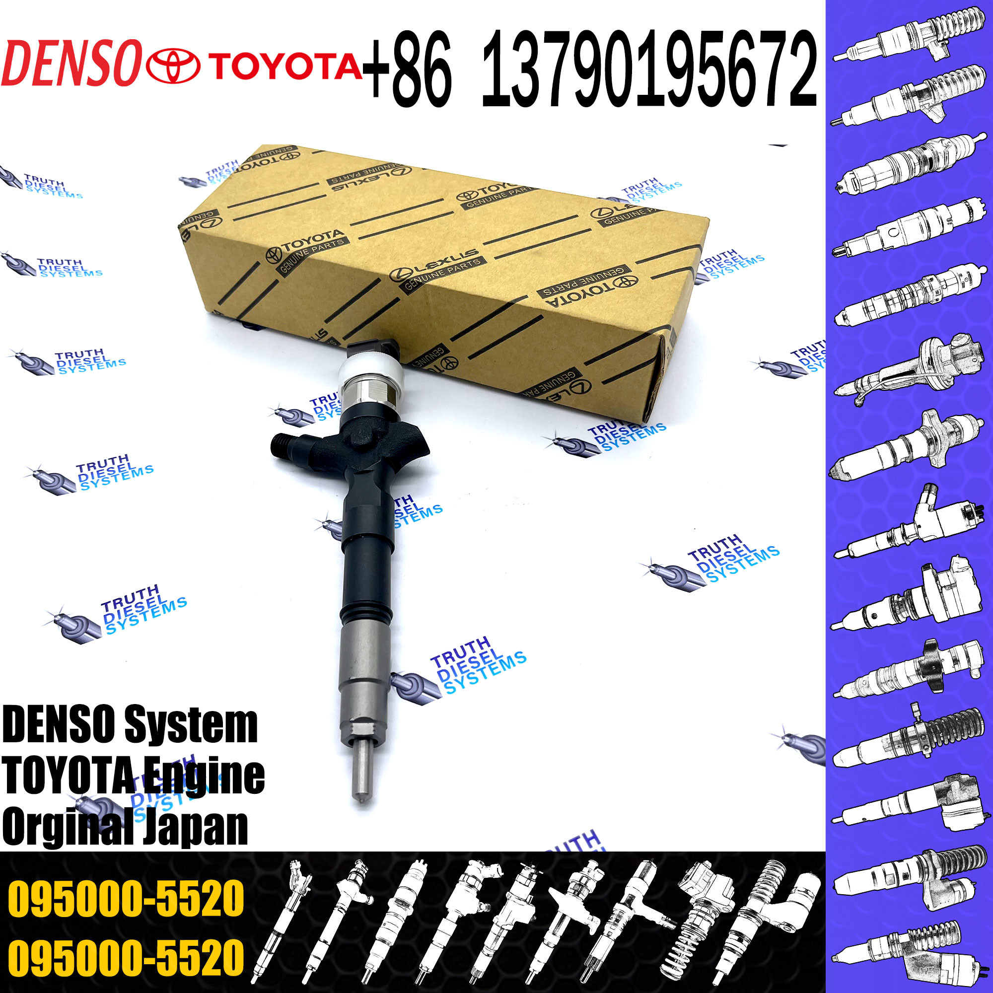 Diesel Injector 23670-09360 23670-0L070 Common Rail Injetor 095000-8740 095000-8530 for TOYOTA Hilux 2KD