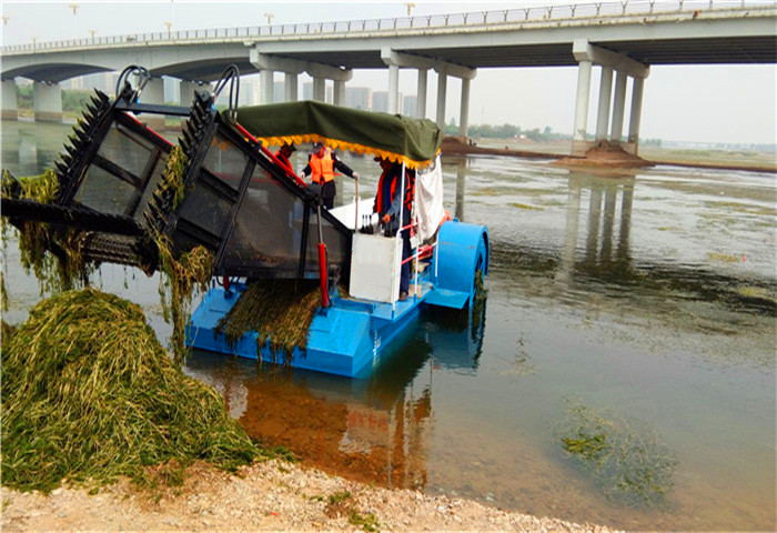 Bucket 10CBM Aquatic Weed Harvester Boat Propeller And Wheel Paddle Equiped