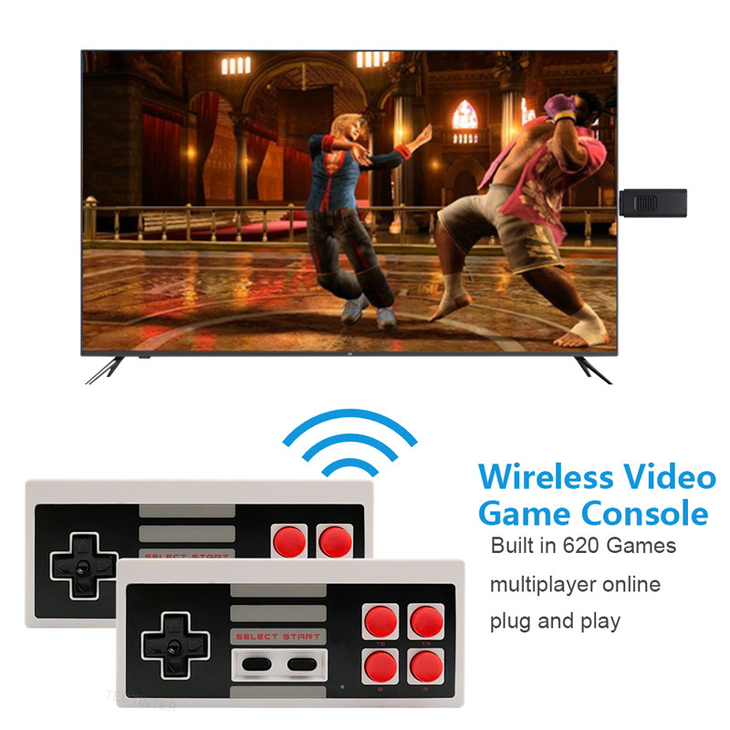 Dual Controller Wireless Gaming Controller 8 Bit 620 Games 4 Buttons