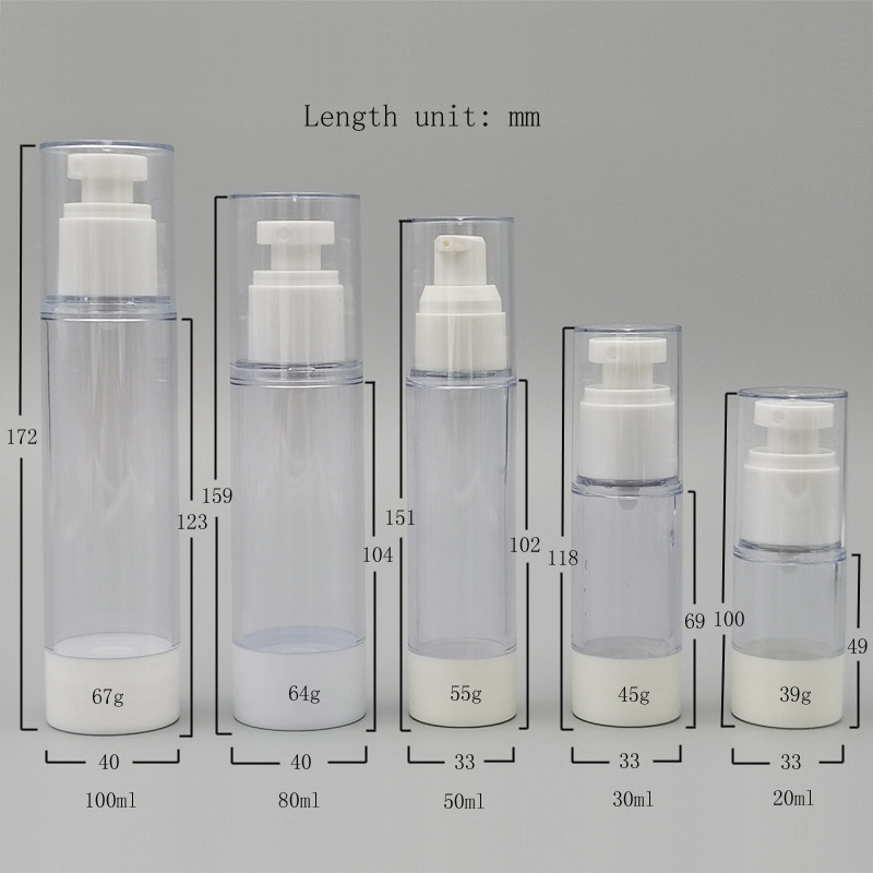 PET 64g 80ml Cosmetic Airless Pump Bottle