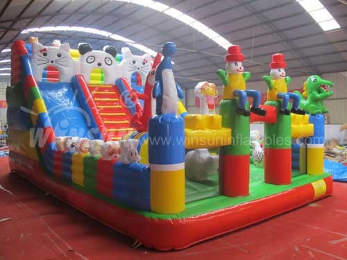 Animal Paradise Large Inflatable Slide Slide For Playgrounds / Amusement Park