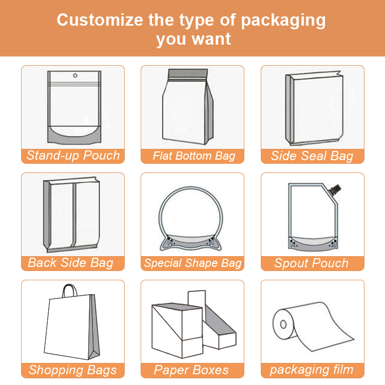 Custom Printed Stand Up Zipper Pouches for Food Packaging MOQ 1000pcs