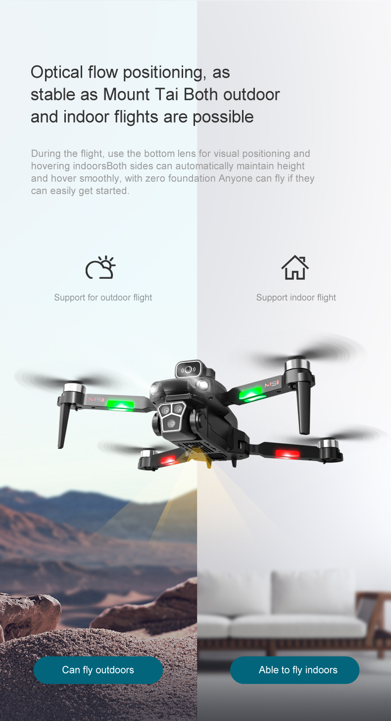 M1s 4k Drone Three Camera Obstacle Avoidance Brushless Foldable Led Navigation Light Optical Flow Hovering Mini Rc Drone