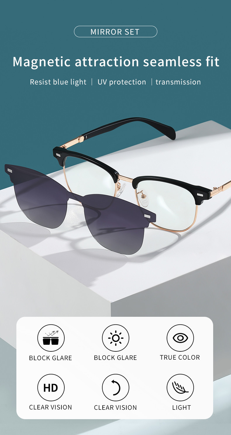 Two Purposes Clip On Magnetic Sunglasses Eyewear Unisex Polarized