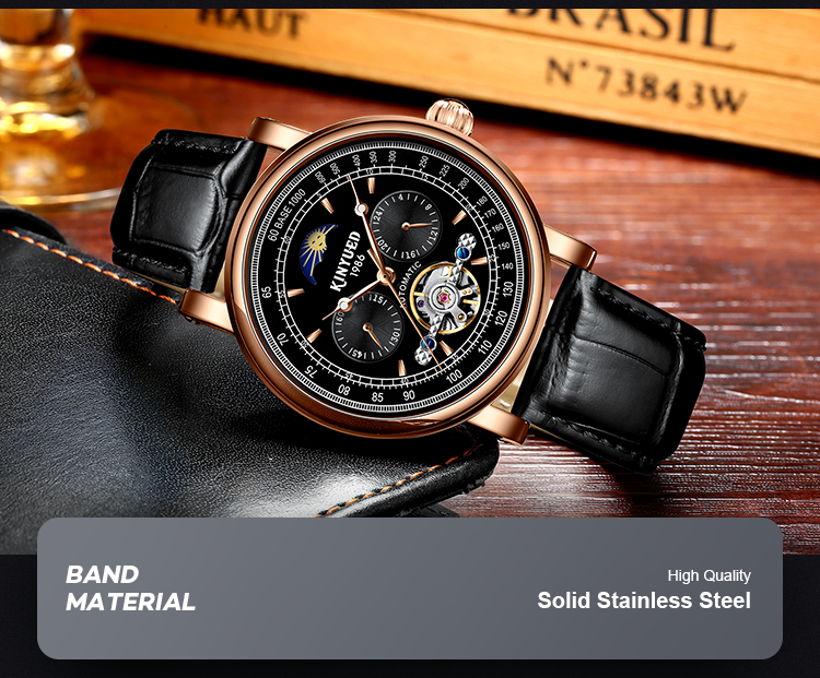 KINYUED big flywheel watch male waterproof business men's automatic mechanical watch