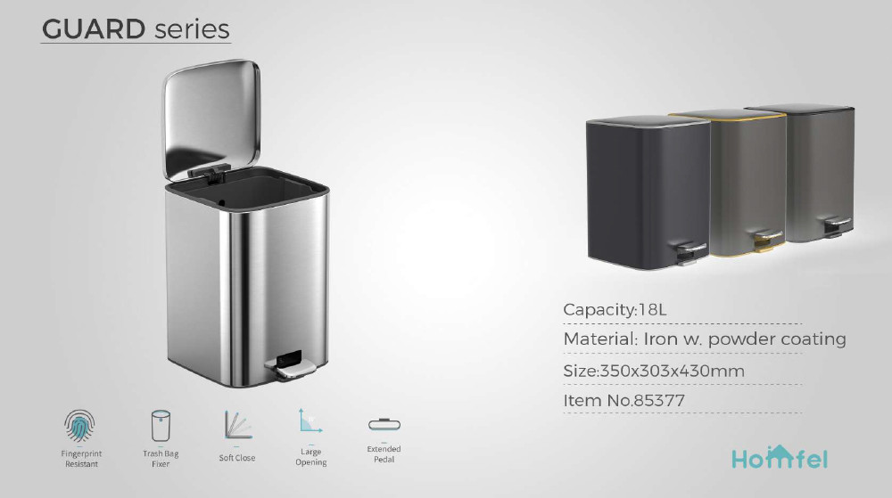 OEM Accepted 18L Rolling Cover Type Stainless Steel Trash Bin For Household Garbage Container