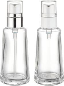 China Round Glass Cosmetic Pump Bottle For Facial Treatments And Serums wholesale