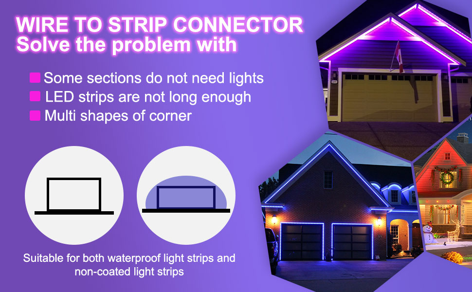 Waterproof IP20 COB LED Strip Connectors for 8mm 10mm Strip to Strip Plastic L-Shaped