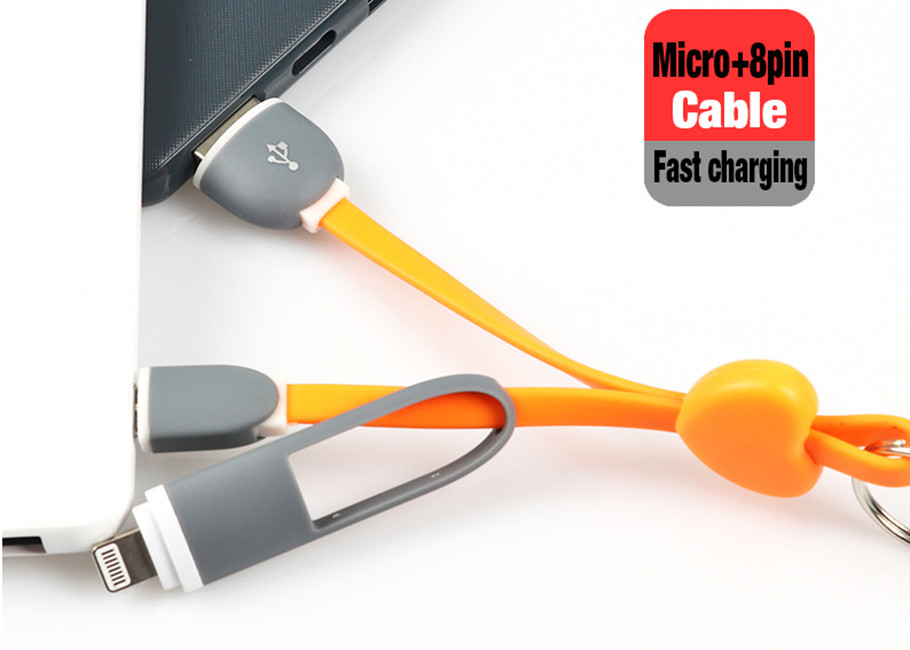 Aluminum Shell Usb Extension Power Cable 2 In 1 Lingtning Micro 25cm Length