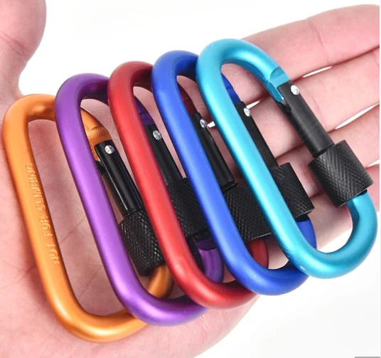 D Shaped Screw Locking Type Extra Large Carabiner Hook Self Locking Carabiner