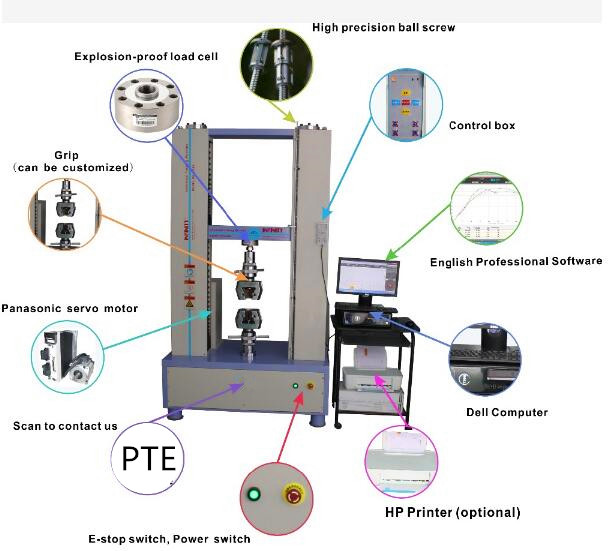 universal testing machine parts name