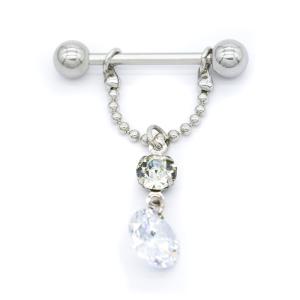 China Clear Round Zircon Stone Dangling Nipple Piercings Jewelry 14G 16mm wholesale