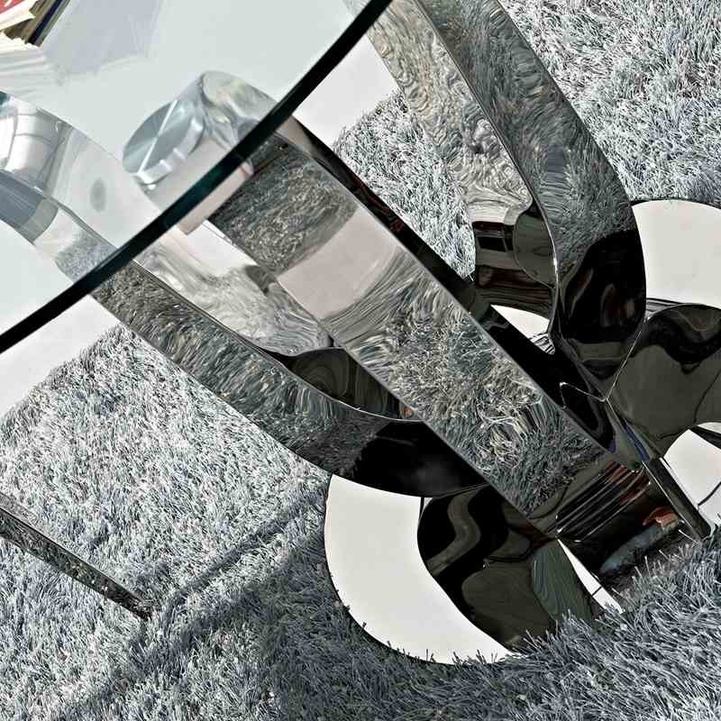 Antique Glam Silver Luxury Modern Dining Tables D150XH75 Glass Top Dining Table