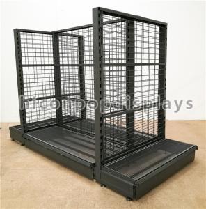 China Supermarket / Retail Gondola Shelving Black Heavy Duty Double Sided Display Stand wholesale