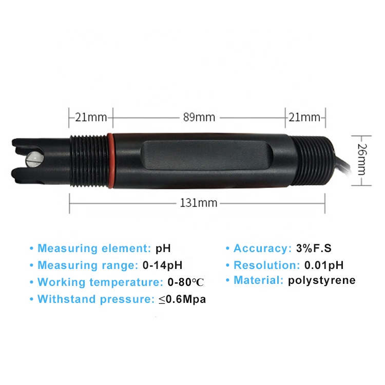 12-24V DC Power Supply Industrial RS485 0-10V 4-20mA Water PH Sensor for Water Tank Monitoring