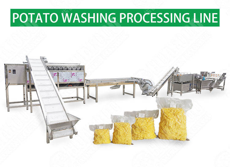 SUS304 Fruit And Vegetable Processing Line Sweet Potato Washing Peeling Cutting Machine