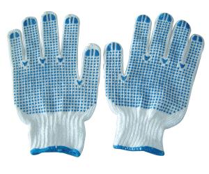 China Double Side PVC Dotted Cotton Gloves 10 Gauge Bleached Cotton Impact Gloves wholesale