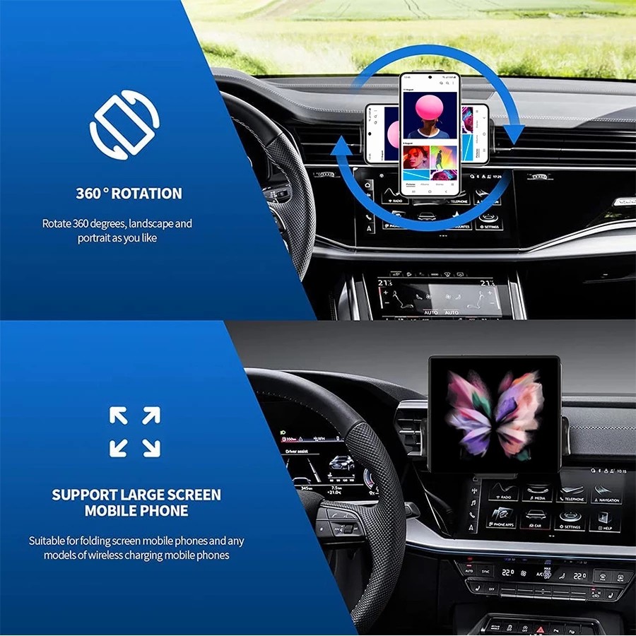 20W Fast Charging Car Qi Wireless Charger For Samsung Galaxy Z Folding 3 2 IPhone 13