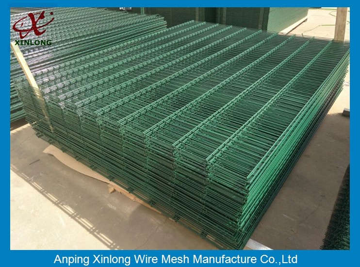Powder Coated 2D Double Horizontal / Vertical Wire Mesh Fence , Double Loop Wire Fence