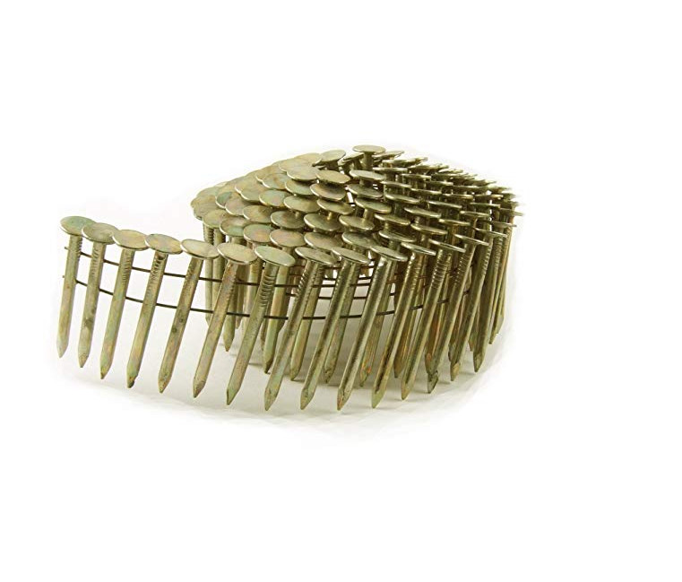 Bright Finish Ring Shank Wire Coil Nails , 15 Degree Roofing Nails 1-14-Inch by 0.120