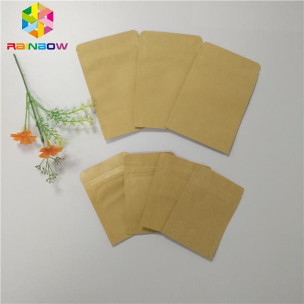 Three Side Sealed Kraft Customized Paper Bags Foil Lined Organic Roasted Coffee Packing