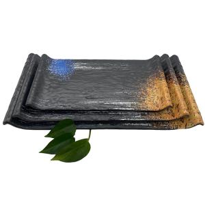 China ODM 16.2'' Melamine Black Rectangle Plate Galaxy Pattern FDA wholesale