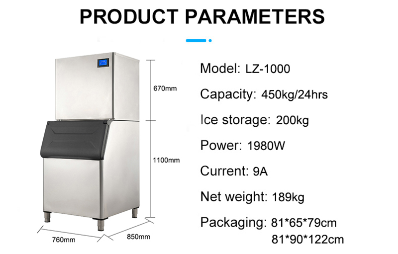 300kg 500kg 1000kg Electric Current Direct Cube Ice Maker Machine for Cold Drink Shop