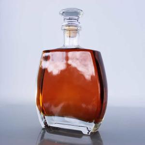 China Clear Premium Whiskey Decanter With Wooden Cork Full Coated Polished Whiskey Glass Bottle wholesale
