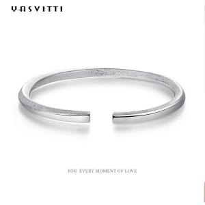 China 0.06m 4.5g Couple Cuff Bracelet Sterling Silver Bangle Bracelets ODM wholesale