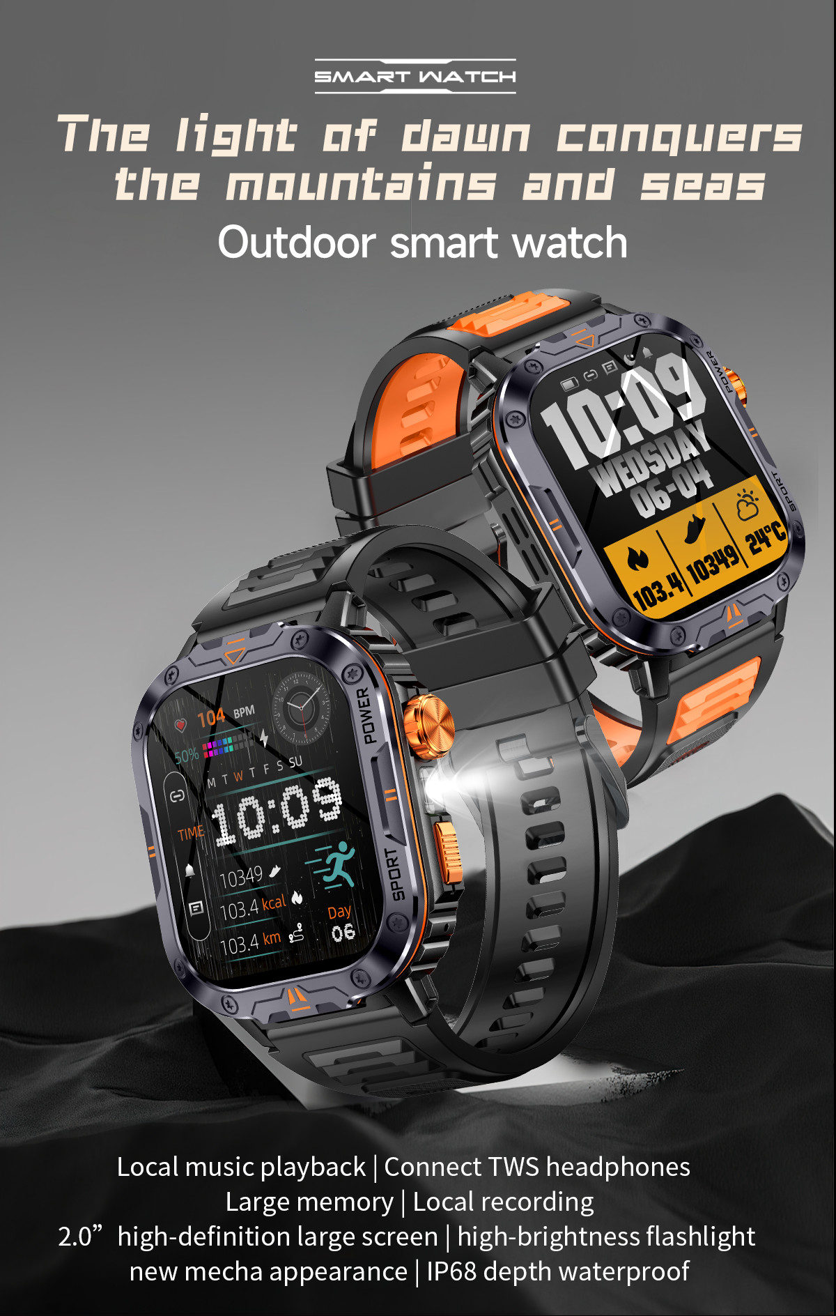 Sports Rugged Outdoor Smart Watch 4g Android 2.0inch BT Calling