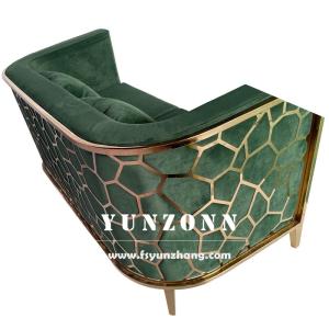 China Modern Gold Stainless Steel Luxury Sofa Set Furniture Living Room Green Velvet Fabric Sofa wholesale