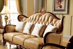 Living Room Luxury Wooden Frame Leather Sofa Set