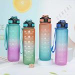 Leak Proof BPA Free Motivational Sports Water Bottle With Time Marker 32 Oz