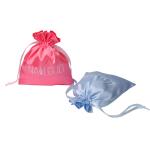 Small Pink Satin Drawstring Bags With Logo Screen Printed