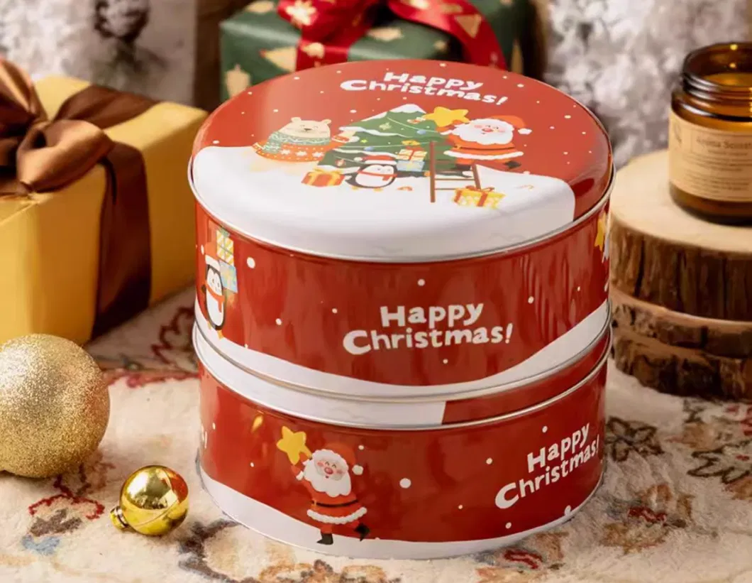 Wholesale Customizedchristmas Round Tin Box Gift Packaging Candy Cute Wedding Candy Mini Small Empty Box Packing
