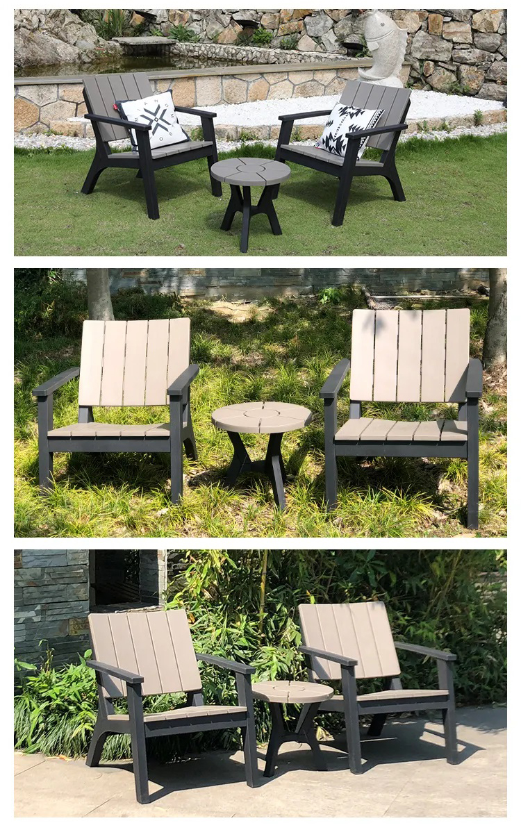 Plastic Wood Table and Chair Set for Nordic Outdoor Patio Garden Balcony Cafe Restaurant