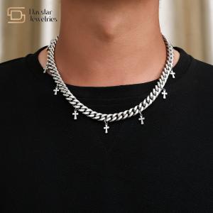 China Cross Pendant Necklace Titanium Steel Hip Hop Jewelry Cuban Link Chain Choker wholesale