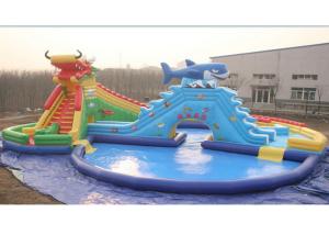 China 25m Outdoor Inflatable Water Parks with Plato PVC Tarpaulin 0.9mm wholesale