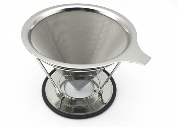 Washable Pour Over Dripper , Metal Coffee Filter 200 Micron Dutch Weave Mesh