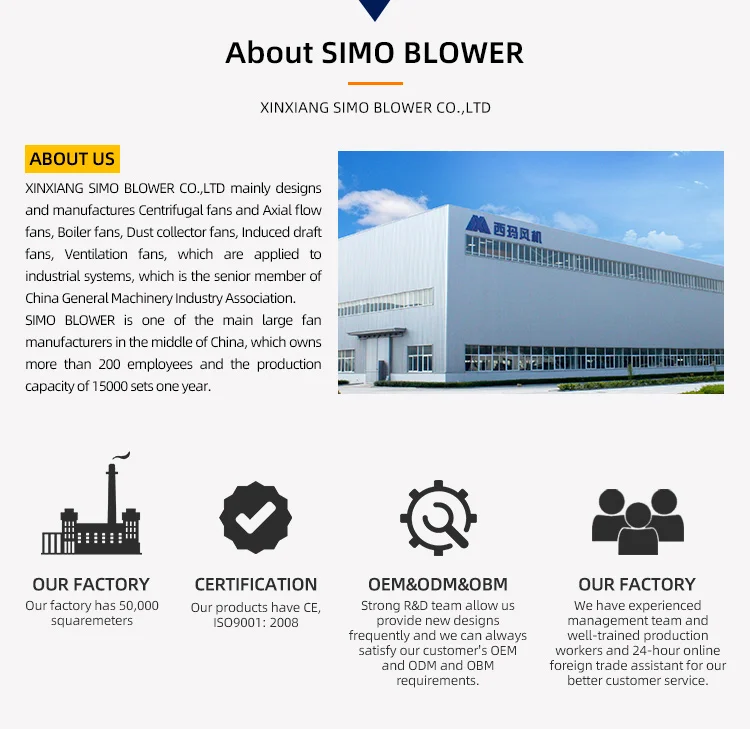 Low Dust Accumulation and Wear Resistant Dust Exhaust Fan Secondary Air Blower