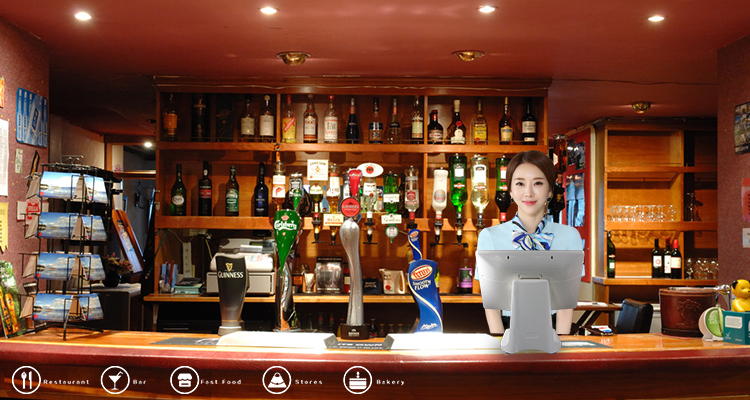 Capacitive Touch Screen POS Machine VFD Customer Display POS Software 15 inch Display