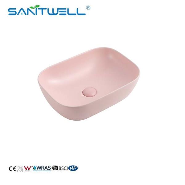 Chaozhou Factory Above Counter basin 2024 Pink Color Ceramic Basin Wall Mounted
