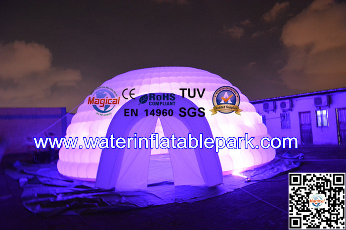 Waterproof LED Inflatable Igloo Tent , Lighting Inflatable Bar Tent