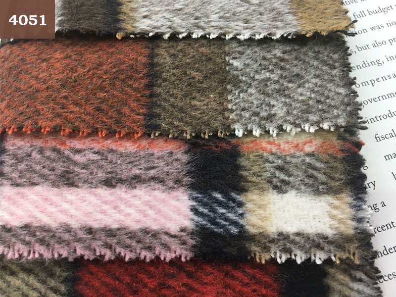Multicolor Yarn Dyed 850gsm Check Tweed Wool Fabric Polyester Coating Fabric