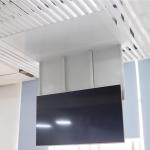 Motorized ceiling TV lift and flip hidden bracket